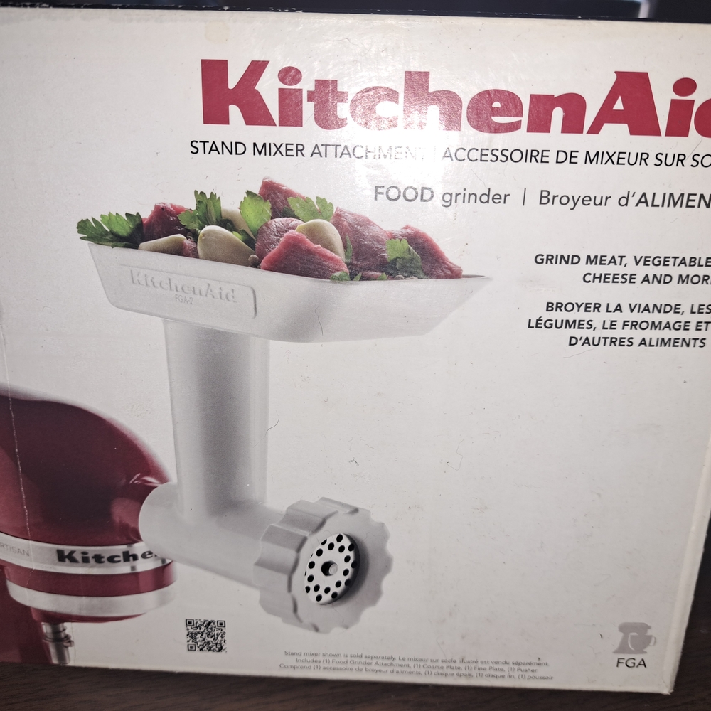 KitchenAid White and Red Stand Mixer Food Grinder